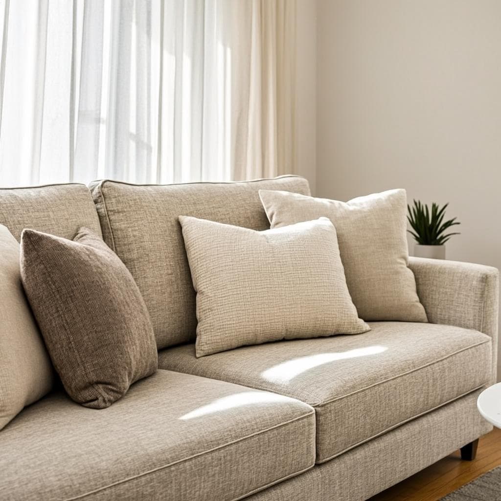 3-seat fabric sofa set — like new, moving overseas — 1/3